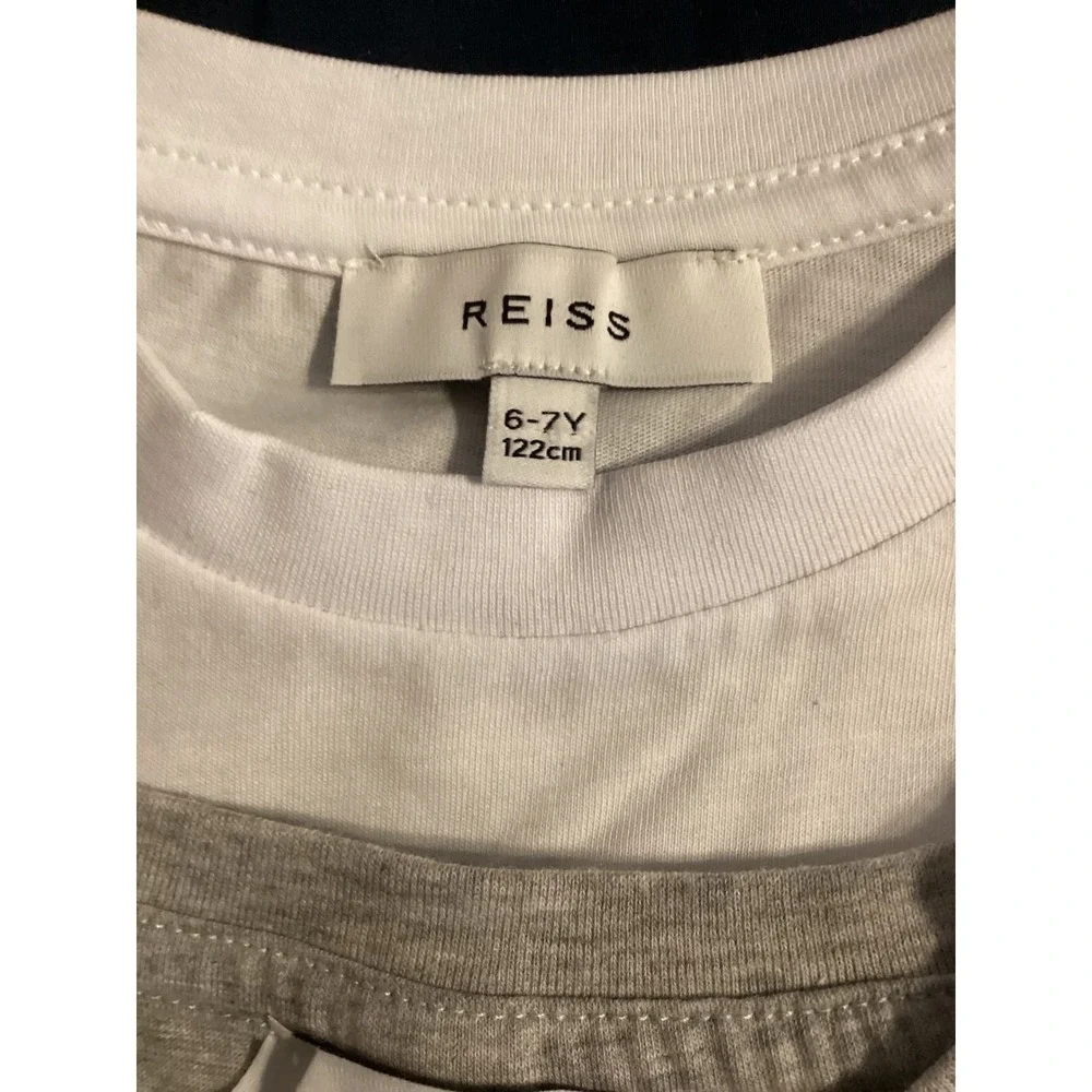 Reiss Kids 3-Pack Cotton Blend T-Shirts White Grey Navy Size 6-7Y NIB - Picture 4 of 8